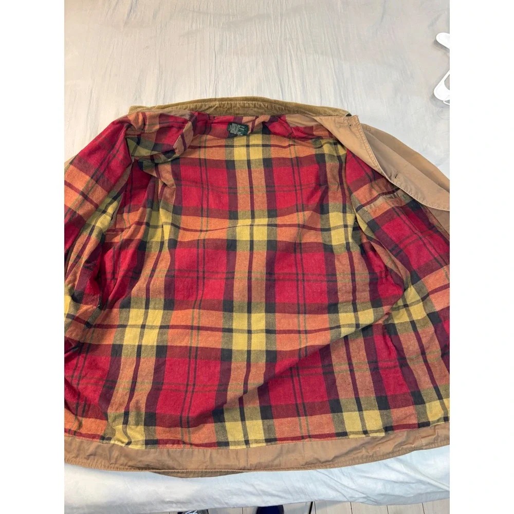 Vintage j crew oarsman chore barn jacket men's large brown flannel lined